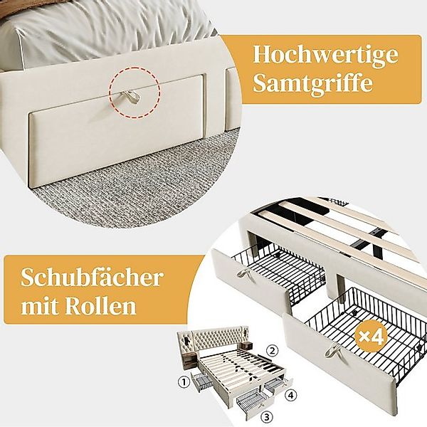 OKWISH Polsterbett Bettanlage Schlafzimmer Komplett Set (Doppelbett, 1-tlg. günstig online kaufen