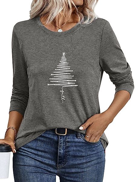 PYLIKE Longsleeve Shirts Damen Weihnachtsbaum Ausgefallene bequemes Langarm günstig online kaufen