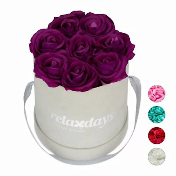 relaxdays Graue Rosenbox rund 8 Rosen lila günstig online kaufen