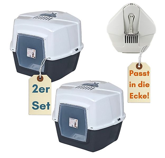 GarPet Katzenecktoilette 2er Set Große Eck Katzentoilette Katzenklo Ecke mi günstig online kaufen