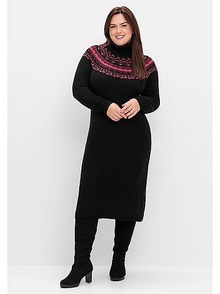 Sheego Strickkleid Große Größen mit Rollkragen und Norwegermuster günstig online kaufen