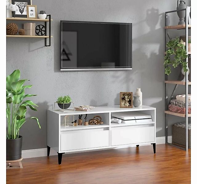 vidaXL TV-Schrank TV-Schrank Hochglanz-Weiß 100x34,5x44,5 cm Holzwerkstoff günstig online kaufen