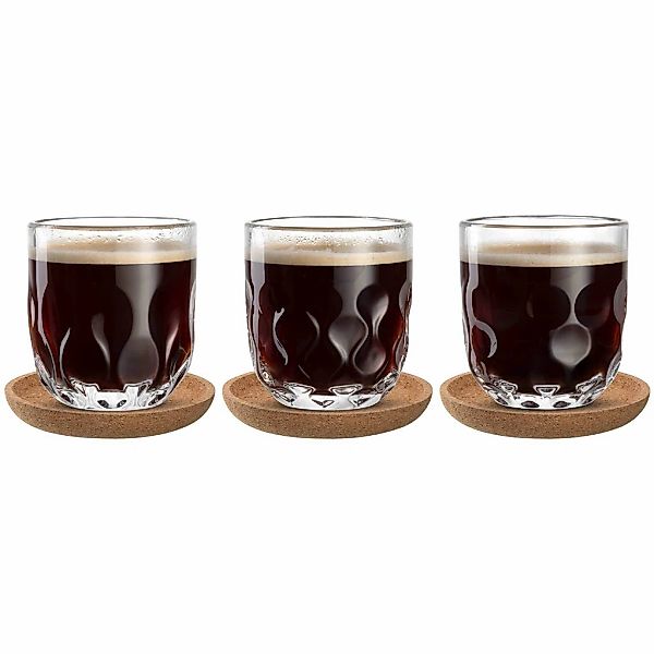 LEONARDO Latte-Macchiato-Glas "Kaffee-Set mit Untersetzer Gocce 220 ml 3er günstig online kaufen