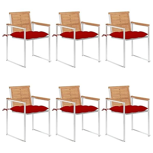 vidaXL Gartenstühle 6 Stk mit Kissen Massivholz Teak 3078602 günstig online kaufen