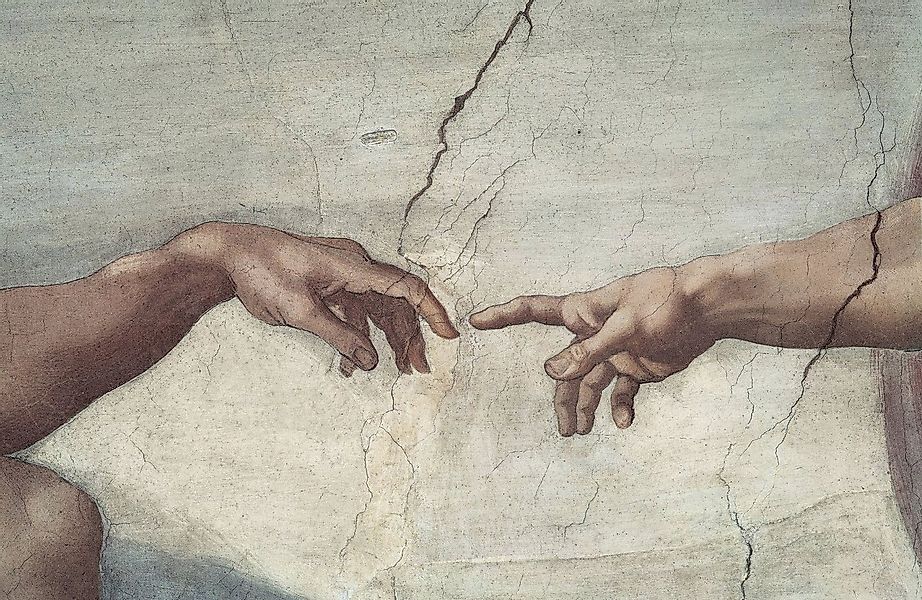 Papermoon Fototapete MALEREI-VINTAGE MICHELANGELO HÄNDE günstig online kaufen