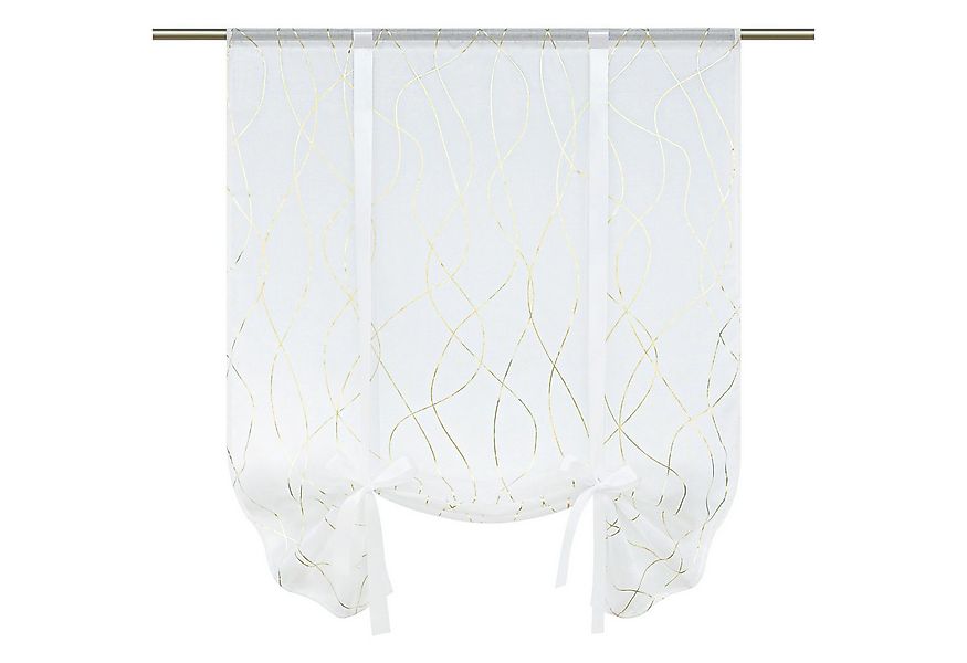 Joyswahl Raffrollo, Streifen Druck Kurz Bindegardine mit Tunnelzug, für Küc günstig online kaufen