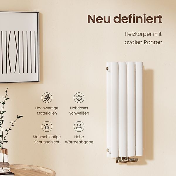 EMKE Designheizkörper Oval Paneelheizkörper Schwarz/Weiß Breite: günstig online kaufen