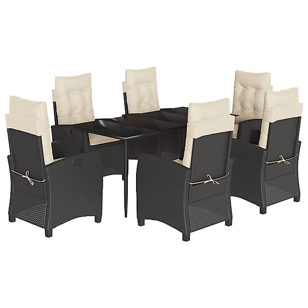 vidaXL 7-Tlg Garten-Essgruppe mit Kissen Schwarz Poly Rattan 3212727 günstig online kaufen