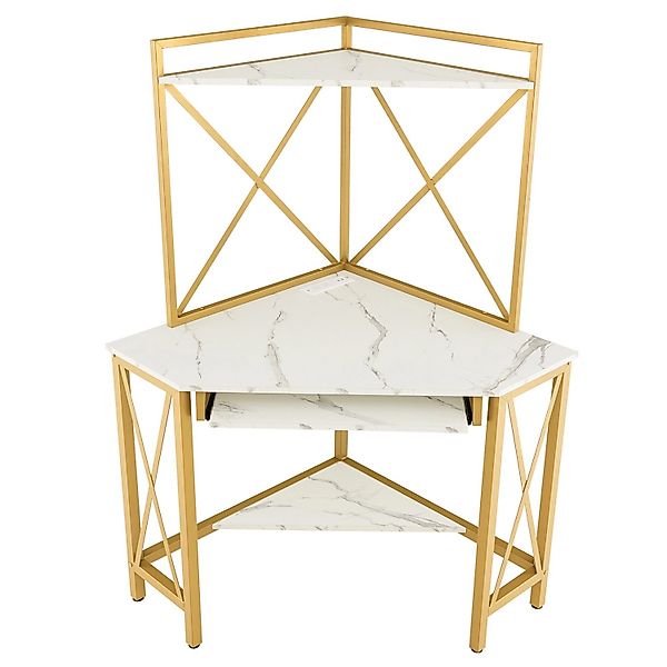Costway Schreibtisch mit Ladestation 80 x 80 x 145 cm Weiß günstig online kaufen