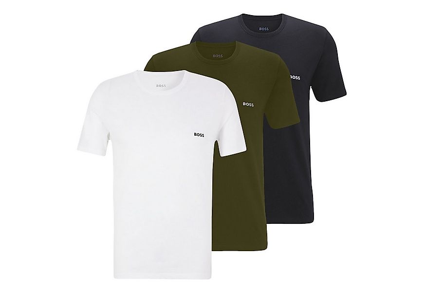BOSS Unterziehshirt Classic T-Shirt (3-St) mit fein geripptem Rundhalsaussc günstig online kaufen