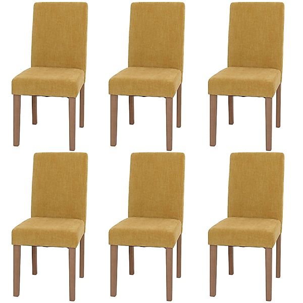 MCW Esszimmerstuhl Littau Chenille 6er-Set Gelb Naturfarbene Beine günstig online kaufen