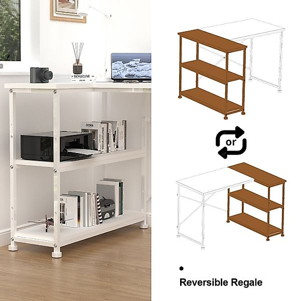 HOMALL Eckschreibtisch 100/120L Form mit Ablagefächern, günstig online kaufen