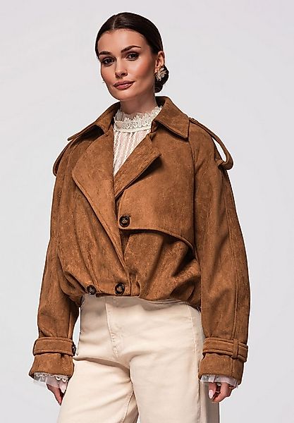 OMBRE Lederimitatjacke Kurze Oversize-Damenjacke im Trenchcoat-Stil kurze D günstig online kaufen