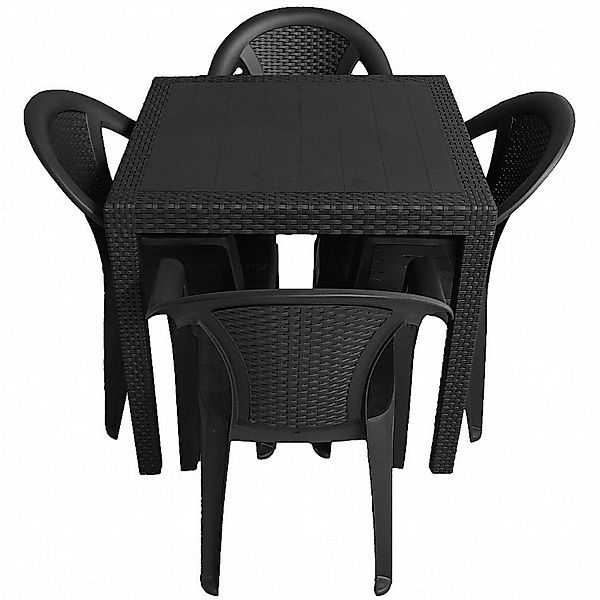 Progarden Sitzgruppe Gartenmöbel Anthrazit Tisch + günstig online kaufen