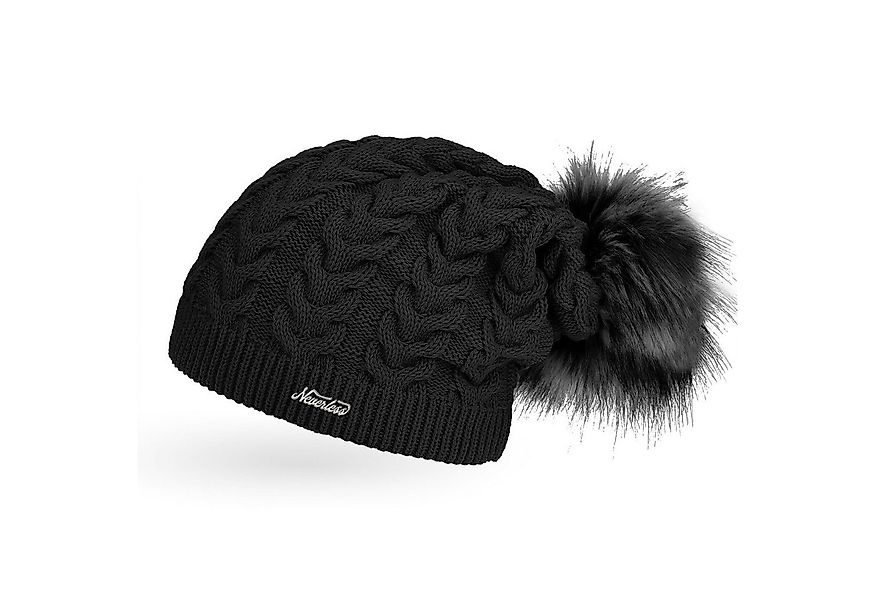 Neverless Bommelmütze coole Damen Strickmütze Strick-Beanie gefüttert Fell- günstig online kaufen