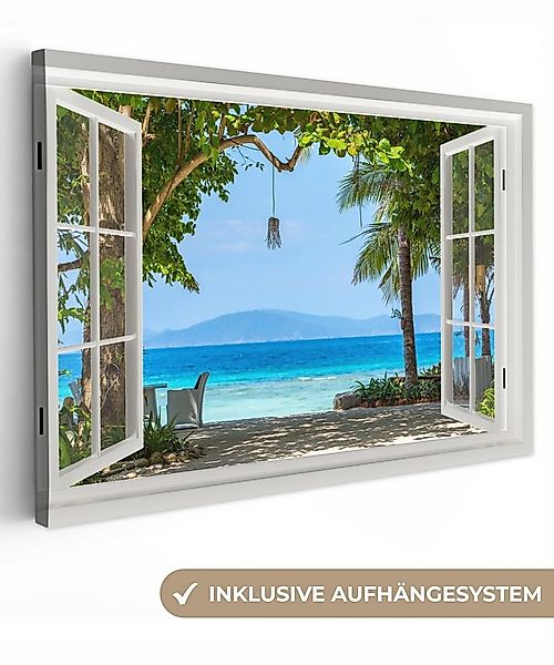 OneMillionCanvasses® Leinwandbild Aussicht - Baum - Meer - Palme - Hügel - günstig online kaufen