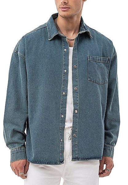 RedBridge Jeanshemd by Spruce - Denim-Hemd mit Druckknöpfen – Oversized Fit günstig online kaufen