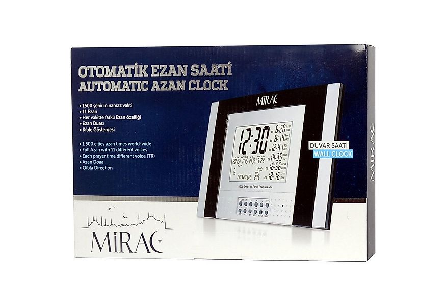 Bioxcin Wanduhr Mirac Ezan Azan Automatische Wanduhr mit Gebetszeiten & Qib günstig online kaufen