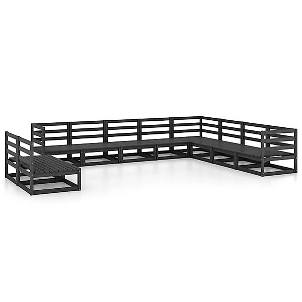 vidaXL 10-tlg Garten-Lounge-Set Schwarz Massivholz Kiefer Modell 7 günstig online kaufen