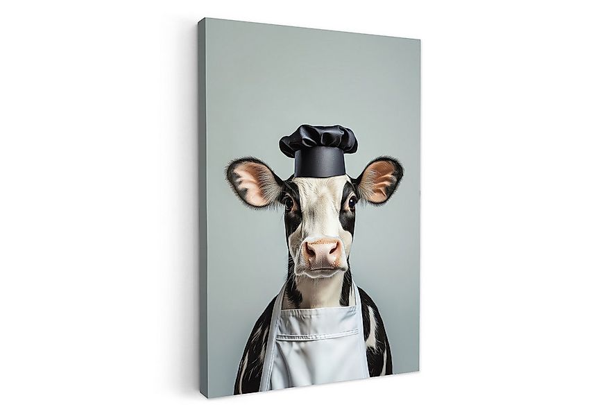 OneMillionCanvasses® Leinwandbild Kuh - Schwarz - Weiß - Koch, Fotodruck (1 günstig online kaufen