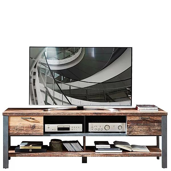 Fernseher Tisch in Altholz Optik und Anthrazit Loft Design günstig online kaufen