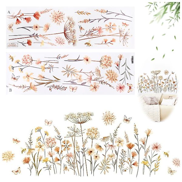 BlingBin Wandtattoo Boho Wandaufkleber Wildblume Löwenzahn günstig online kaufen
