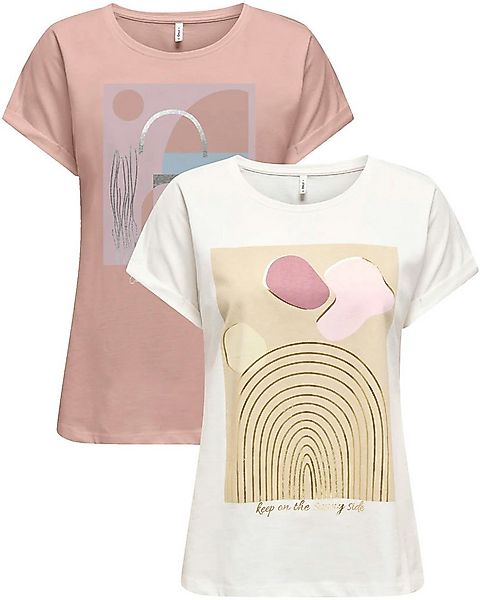 ONLY T-Shirt (Spar Set) Sommershirt mit Printaufdruck im Doppelpack günstig online kaufen