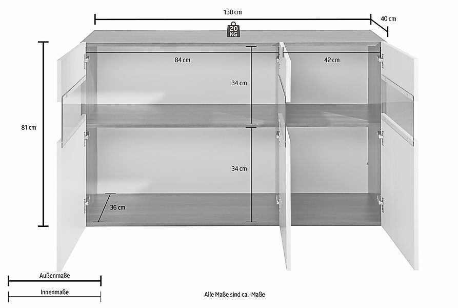 INOSIGN Sideboard, Kommode mit 3 Türen, günstig online kaufen