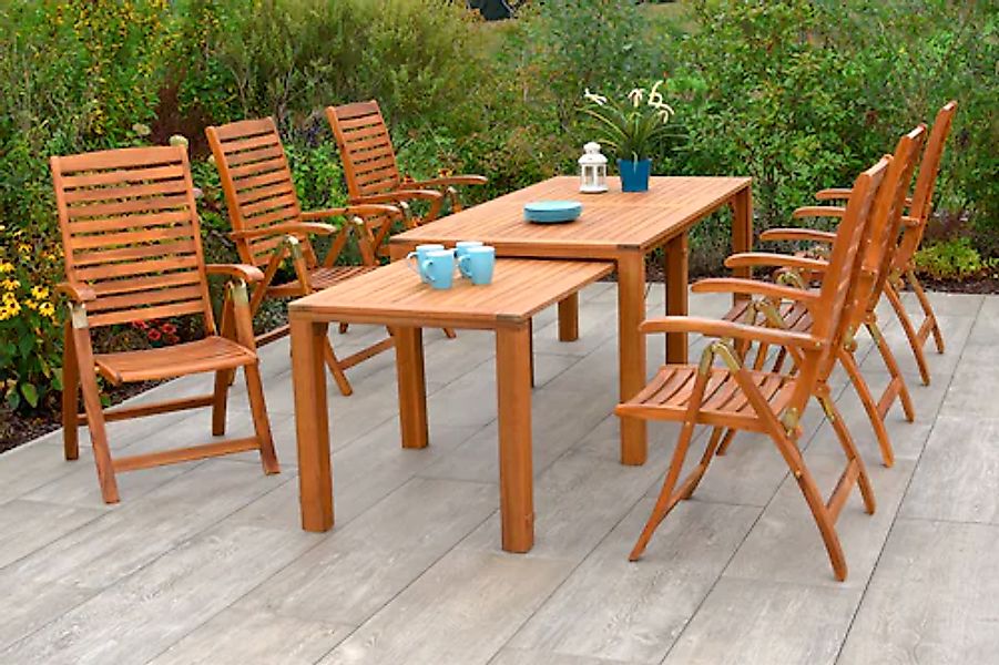 MERXX Garten-Essgruppe »Paraiba« Set, 7 Stk. tlg. 6 Klappsessel, 5-fach ver günstig online kaufen