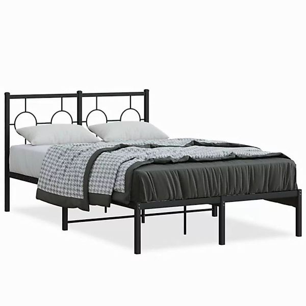 vidaXL Bettgestell, Bettrahmen mit Kopfteil Metall Schwarz 120x190 cm günstig online kaufen