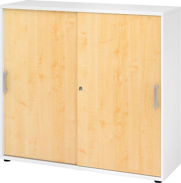 bümö Aktenschrank Schiebetürenschrank office - 3 Ordnerhöhen Dekor: Weiß/Ah günstig online kaufen