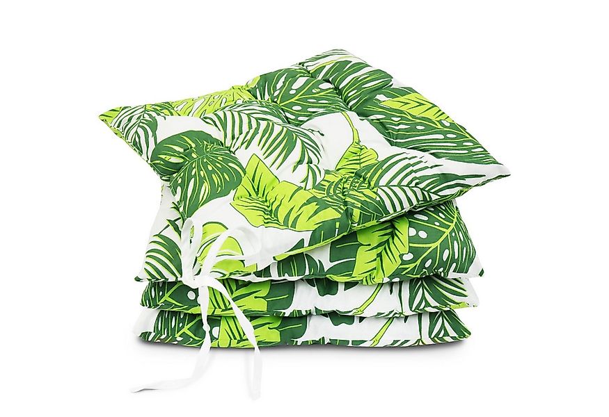Amilian Stuhlkissen 40x40 mit Bändern - 4er Set Sitzkissen - Outdoor Indoor günstig online kaufen