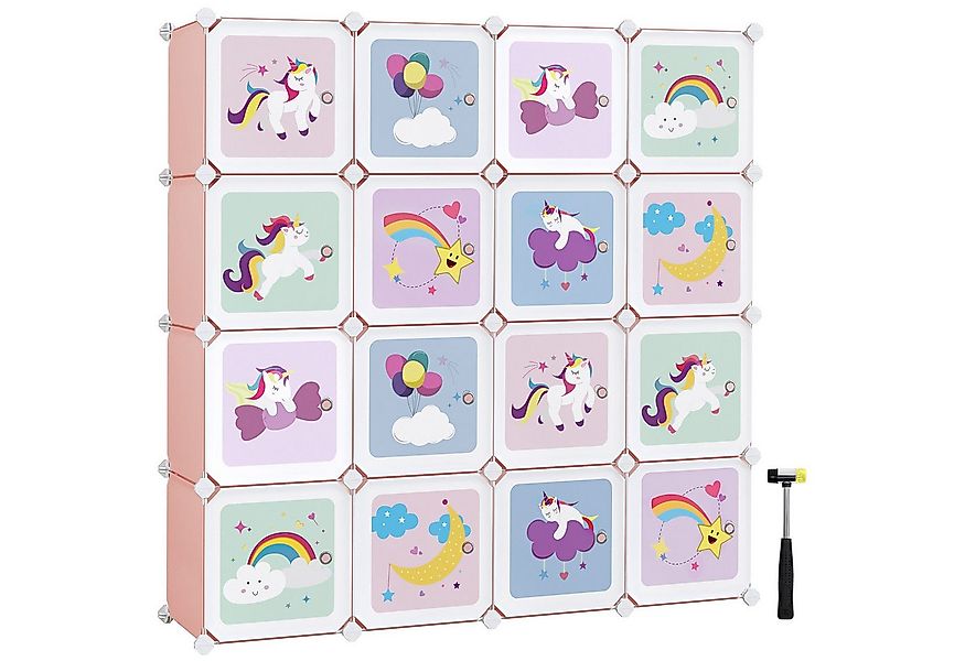 SONGMICS Aufbewahrungsbox Kinderregal, mit 16 Würfeln, 123 x 31 x 123 cm günstig online kaufen