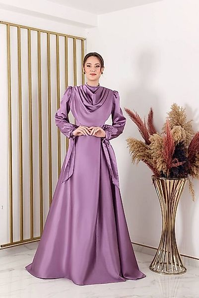 fashionshowcase Abendkleid Damen - Elegantes Kleid aus Satin - Langärmliges günstig online kaufen