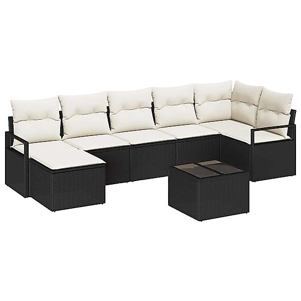 vidaXL Garten-Sofa-Set 8-Tlg Schwarz Poly Rattan 3346477 günstig online kaufen