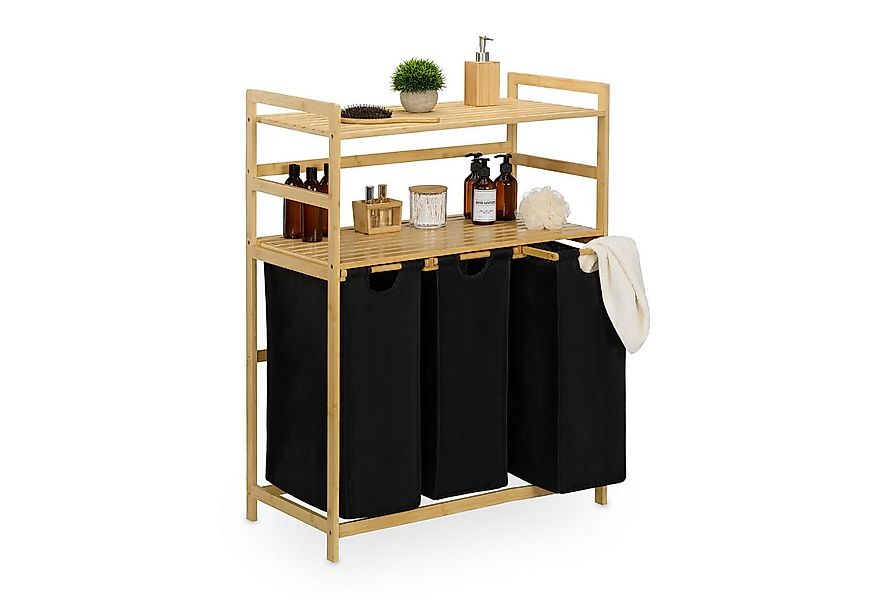 relaxdays Wäschekorb Wäschekorbregal mit 2 Ablagen günstig online kaufen