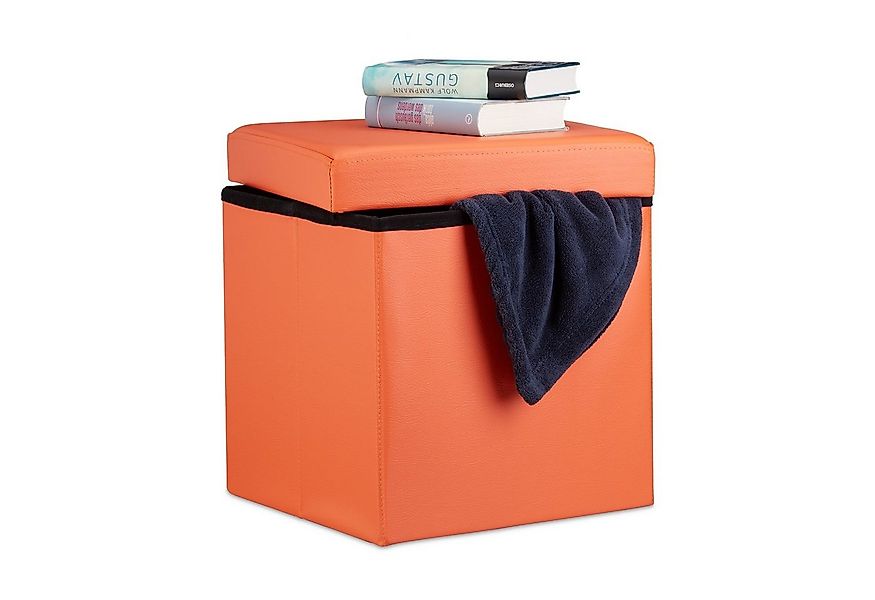 relaxdays Sitzhocker Faltbarer Sitzhocker Kunstleder, orange günstig online kaufen