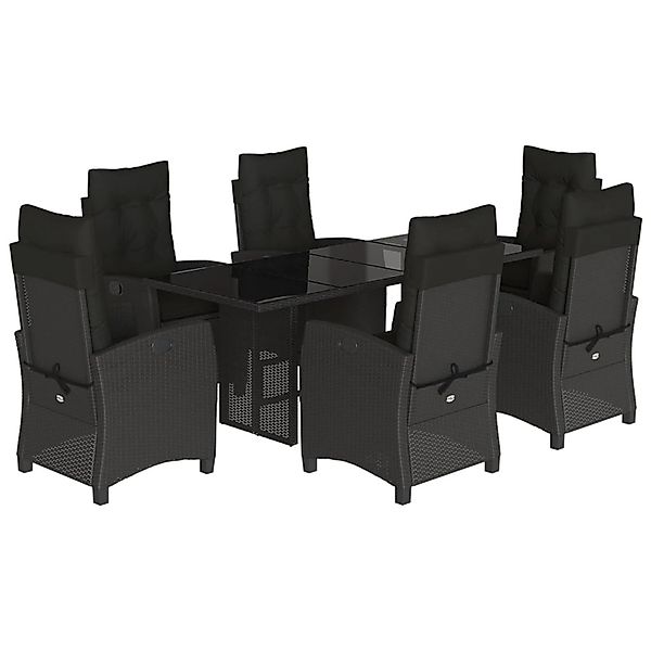 vidaXL 7-Tlg Garten-Essgruppe mit Kissen Schwarz Poly Rattan 3212683 günstig online kaufen