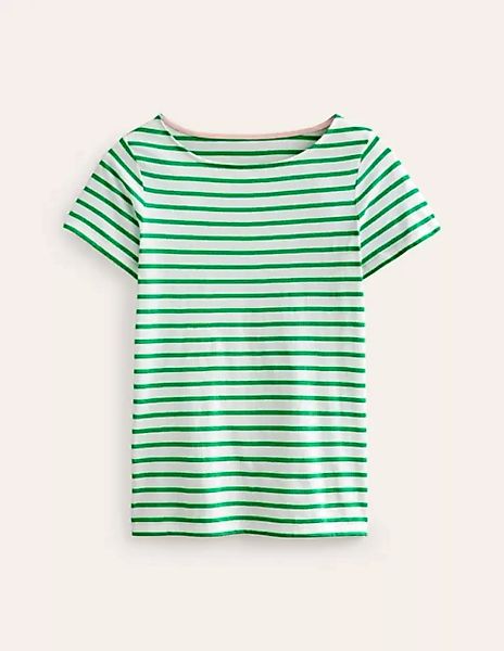 Ella Bretonshirt mit kurzen Ärmeln Damen Boden, Naturweiß, Grün günstig online kaufen
