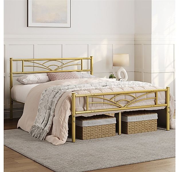 Yaheetech Bettgestell Metallbett, Bettrahmen mit Kopfteil, Doppel/Einzelbet günstig online kaufen