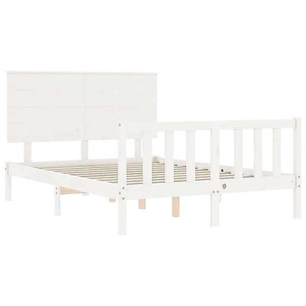 vidaXL Massivholzbett mit Kopfteil Weiß 3193372 günstig online kaufen