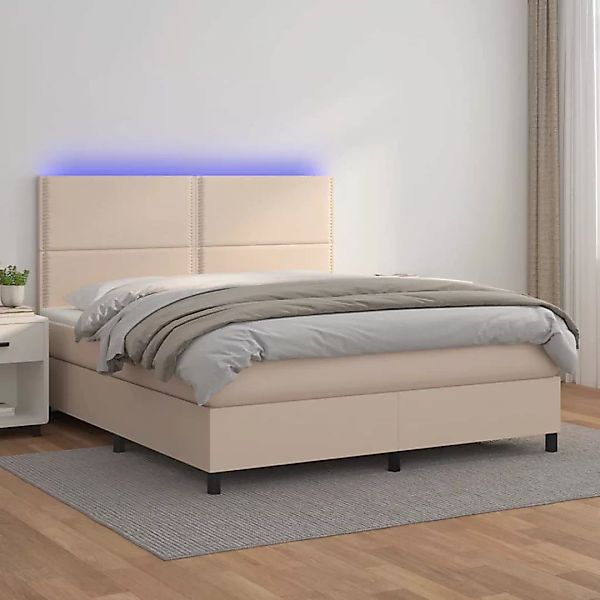 Vidaxl Boxspringbett Mit Matratze & Led Cappuccino-braun 140x200cm günstig online kaufen