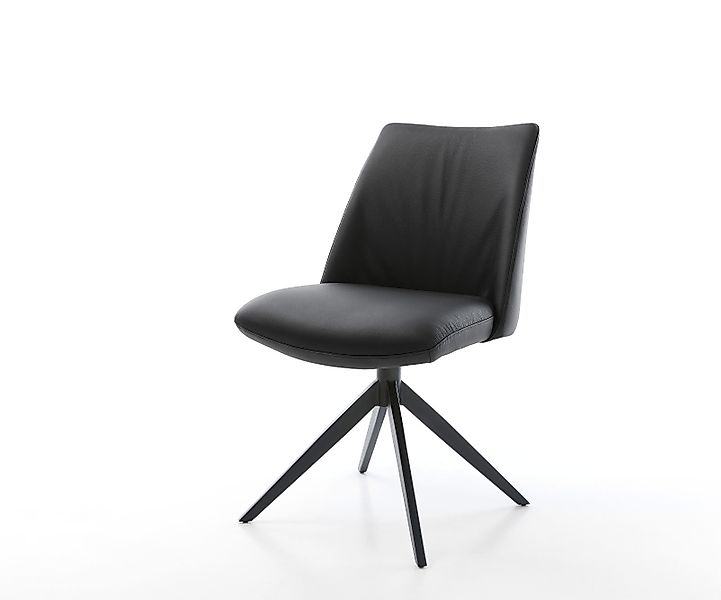 Drehstuhl Elso-Flex Echt-Leder Schwarz Kreuzgestell breit Schwarz 360° dreh günstig online kaufen