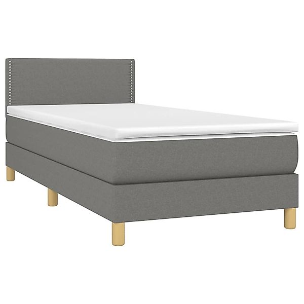 vidaXL Boxspringbett mit Matratze & LED Dunkelgrau 100x200 cm Stoff 3133614 günstig online kaufen