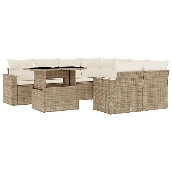 vidaXL 9-Tlg Garten-Sofagarnitur mit Kissen Beige Poly Rattan 3267168 günstig online kaufen