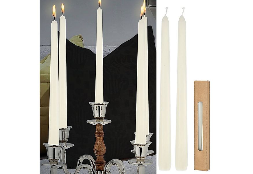 CEPEWA Spitzkerze Stabkerze 2er Set creme 2x25cm Paraffin Dekokerze Kerze g günstig online kaufen