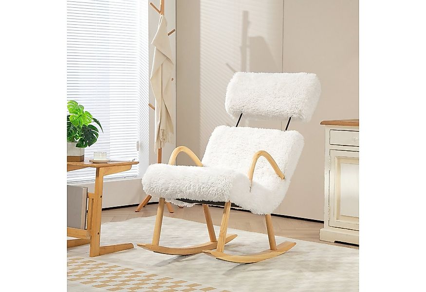 HOMCOM Schaukelstuhl Schaukelsessel, Wollenoptik, mit verstellbarer Kopfstü günstig online kaufen