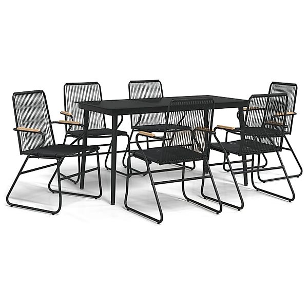 vidaXL 7-Tlg Garten-Essgruppe Schwarz PVC-Rattan 3099218 günstig online kaufen