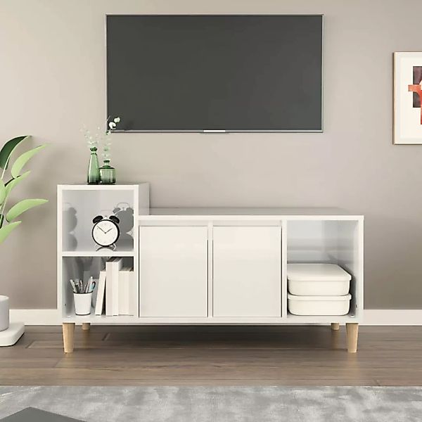 Vidaxl Tv-schrank Hochglanz-weiß 100x35x55 Cm Holzwerkstoff günstig online kaufen