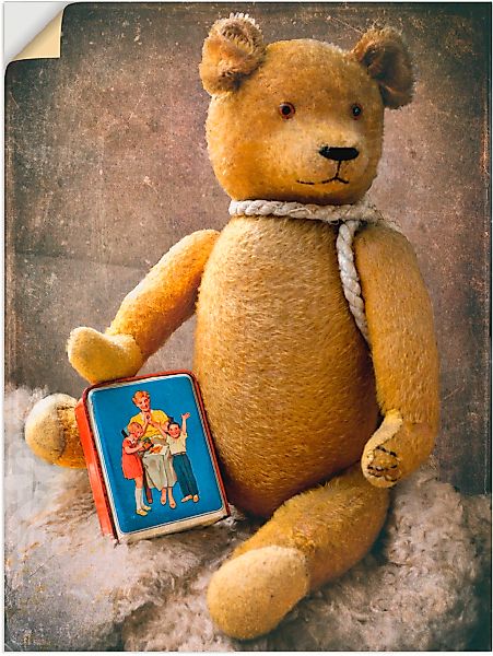 Artland Wandbild "Teddybär mit Sparbüchse", Spielzeuge, (1 St.), als Leinwa günstig online kaufen